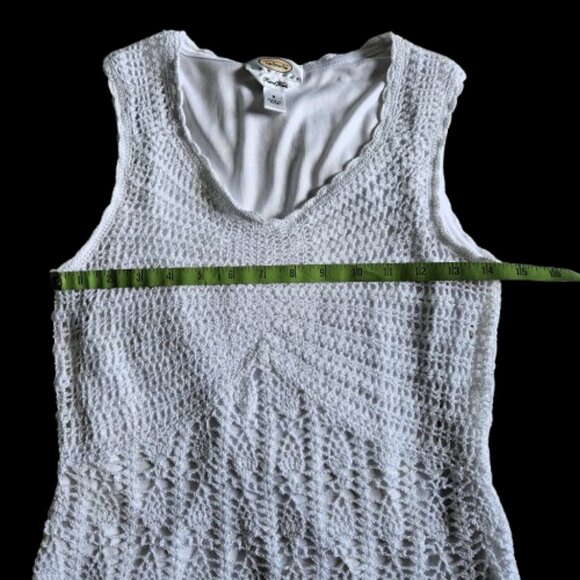Talbots Petites White Crochet V-Neck Sleeveless Tank Top Women's Size Small - Picture 6 of 8